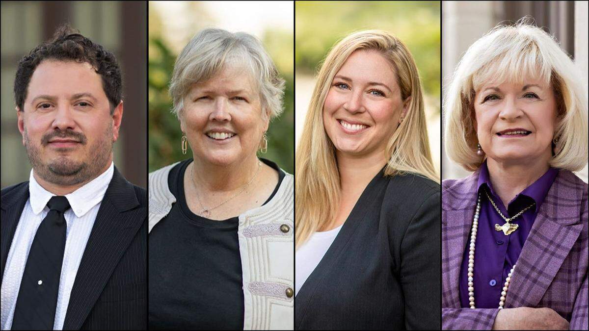 Four candidates are battling for two competitive seats on the Ada County Highway District’s Board of Commissioners in the Nov. 5, 2024, general election. From left to right, Antonio Bommarito is challenging Patricia Nilsson for an empty seat vacated by long-time commissioner Jim Hansen, and incumbent Alexis Pickering is battling former commissioner and current Ada County Assessor Rebecca Arnold. Pickering defeated Arnold in 2020 by two votes.