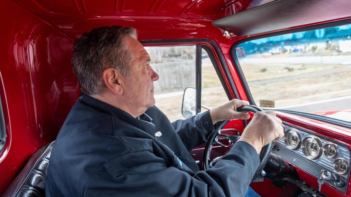 Butch Schaffeld drives his 1963 Chevy Side Step in Boise.