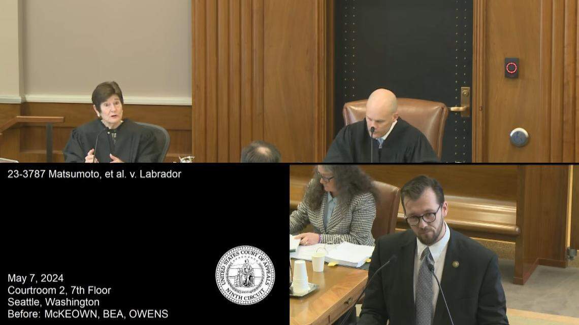 9th Circuit Judge Margaret McKeown questions Idaho Deputy Solicitor Josh Turner during oral arguments Tuesday.