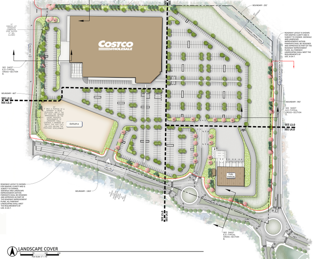 A landscape plan of the proposed Eagle Costco.