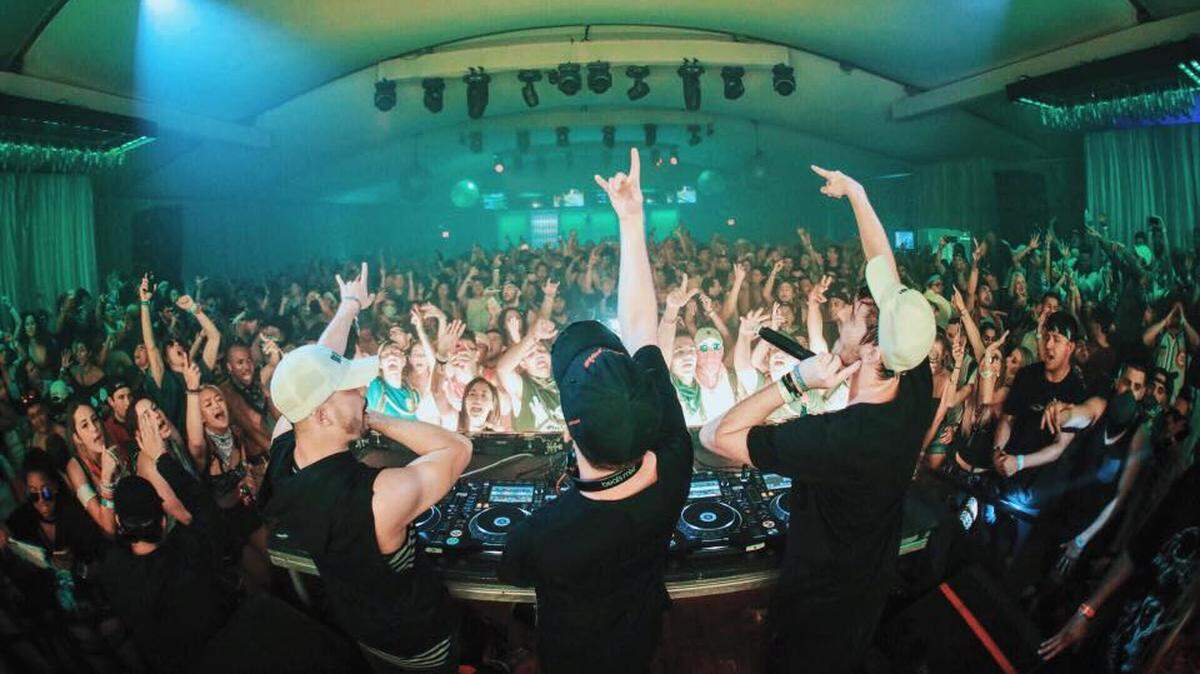 Los Angeles-based DJ duo Slander, shown here with Nghtmre, will perform Friday night at the Revolution Center in Garden City.