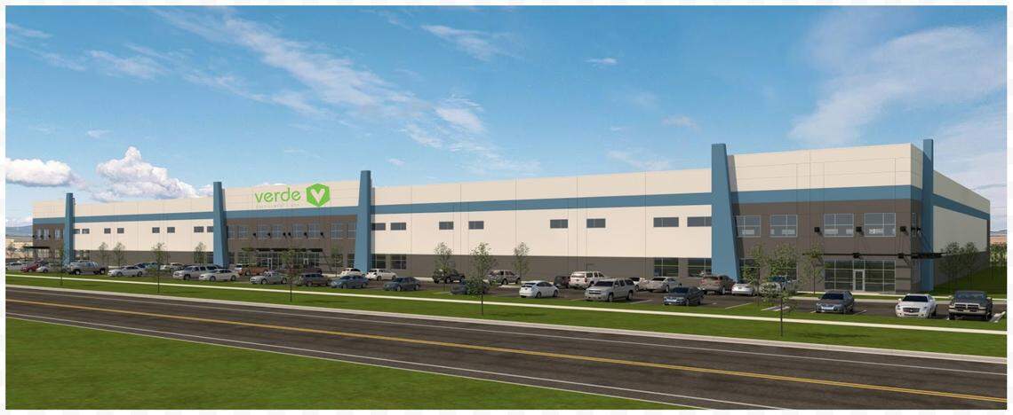 An artist’s rendering of the industrial building now going up in the Boise Gateway Industrial Park in far southeast Boise in which Boise-based Verde Fulfillment USA will be the anchor tenant. 
