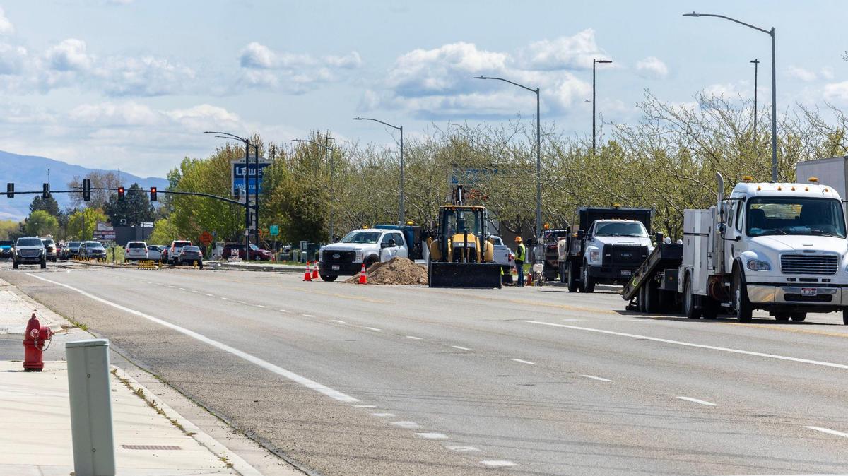 Traffic is rerouted as crews work to stop a natural gas leak on W. Overland Road near a Walmart store in Meridian.