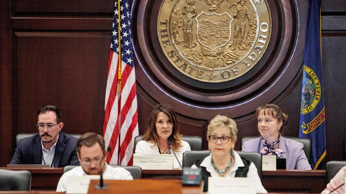 Lt. Governor Janice McGeachin’s Education Indoctrination Task Force convenes at the Lincoln Auditorium in this file photo.