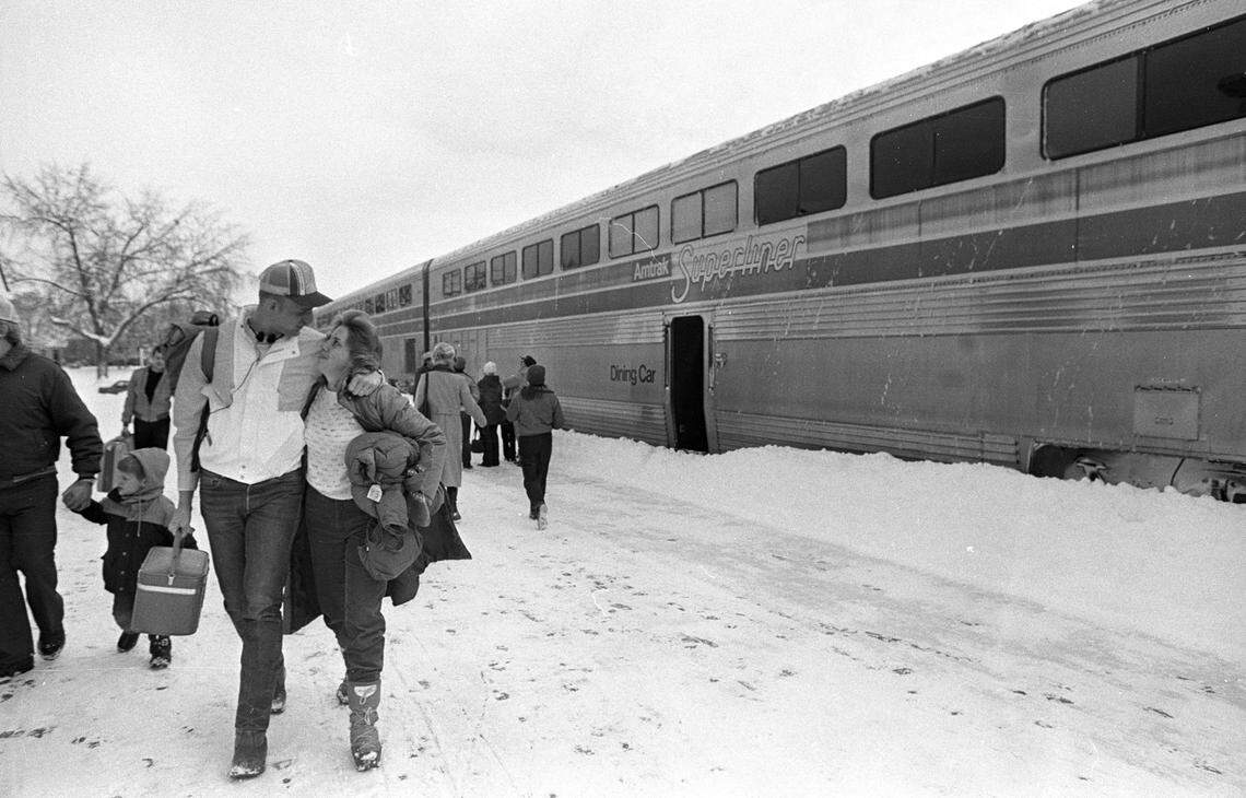 Passengers disembark from an Amtrak train on the Pioneer line that arrived at the Boise Depot on Dec. 27, 1983. There’s a push to get the service, which ended in 1997, restarted.