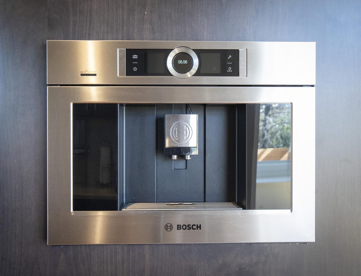 There are several interesting gadgets and features at the Nelson’s home. Laura Nelson’s favorite is the built in Bosch coffee maker. It grinds the beans for each cup and can brew a variety of coffee beverages from espresso to cappuccinos on demand.