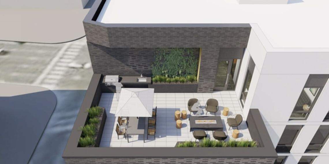 A rooftop lounge is part of the design of The Vanguard apartments to be built at 6th and Front Streets.