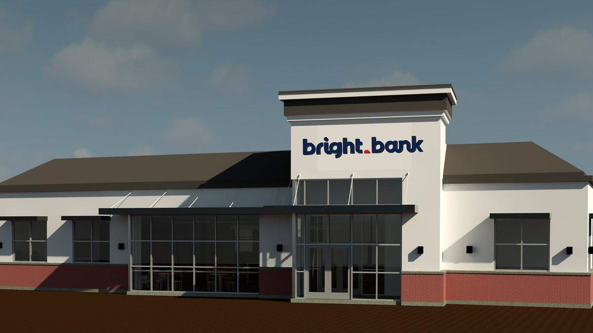 An artist’s rendering of a branch that Bright Bank plans to open in Meridian.