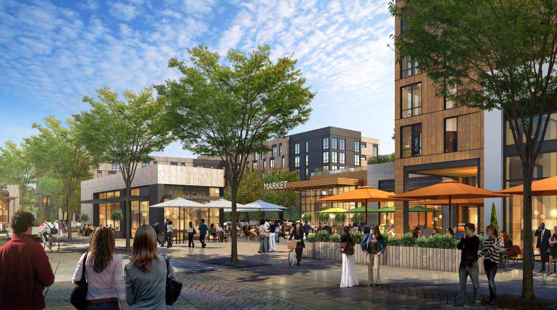 Roundhouse plans to ask the Capital City Development Corp., Boise’s urban renewal agency, for public funds to put in infrastructure like sidewalks and landscaping, seen in an artist’s rendering here.