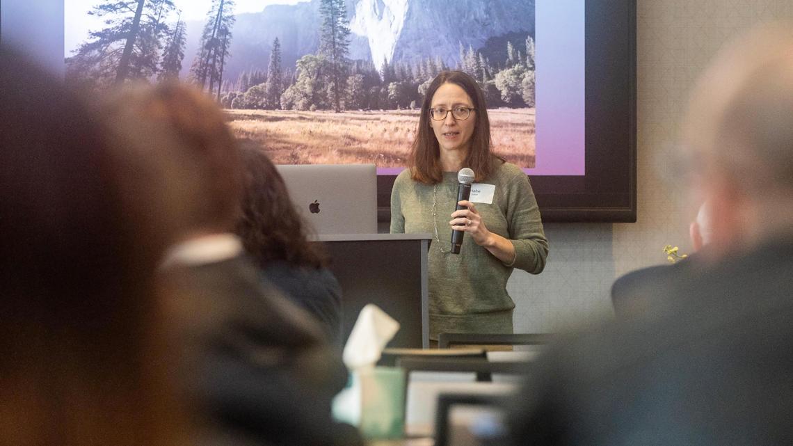 Hallie Johnson, sister of Milo Warnock, recalls a memory from their youth during a celebration of life memorial held for him in Meridian in January. Warnock was killed by a fellow prisoner in the Idaho State Correctional Center in December.