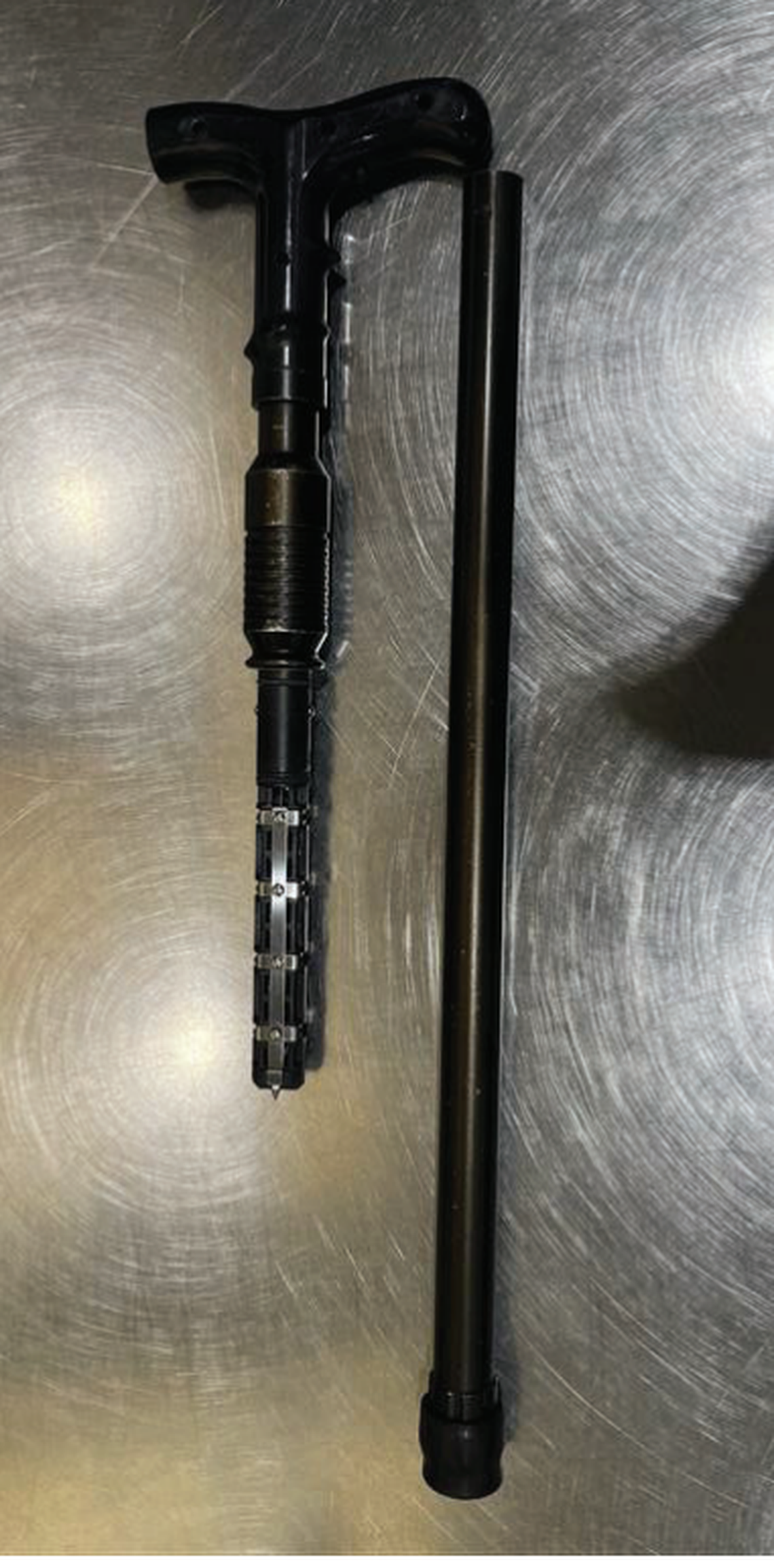 Security officers at Boise Airport on Tuesday discovered a stun gun integrated into the handle of a passenger’s cane. The passenger told officers that they purchased the cane for self-defense after they were unable to find a cane with a blade insight the shaft.