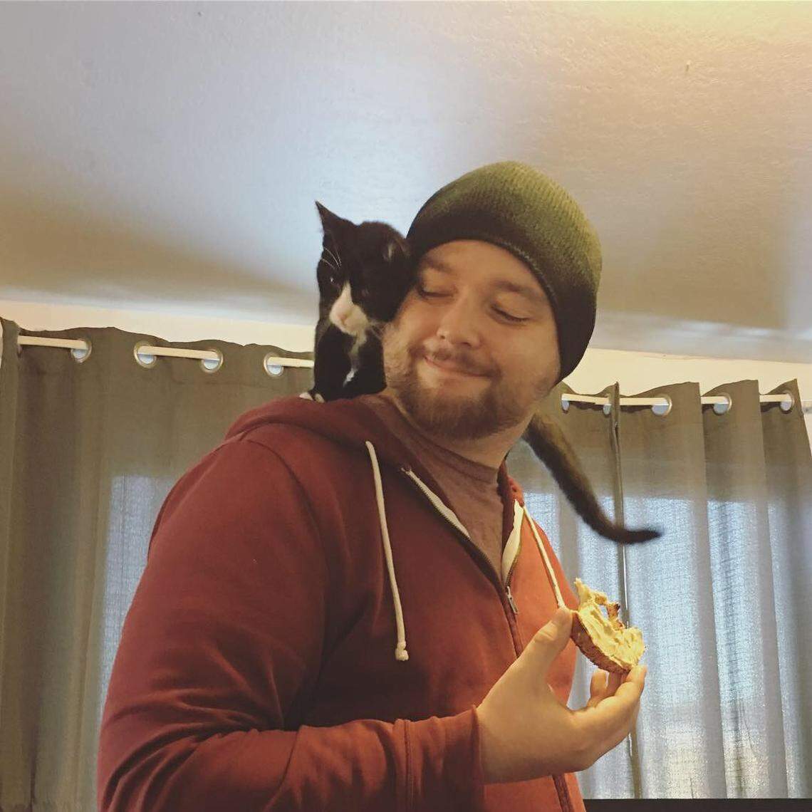 Evan Sundell bottle fed Pipsqueak around-the-clock as newborn, and the pair are now bonded for life. Pip is one of the Sundells’ ”foster fails,” meaning she’s now a permanent part of the family. “When he comes home, she has to be on him at all times,” Brittany Sundell said.