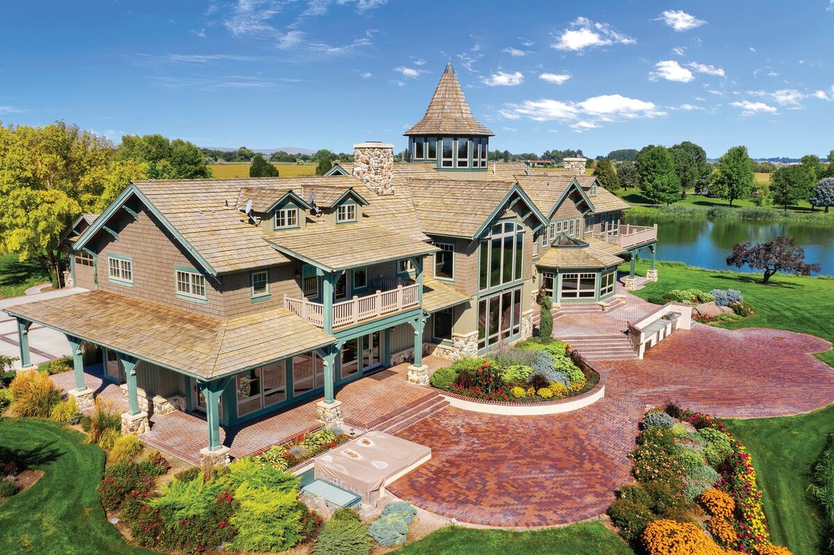The dome-like structure can be seen in this aerial view of the main 9,000-square foot owner’s lodge.
