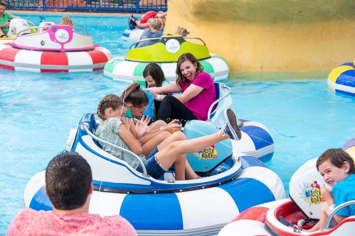 Bumper boats are a water-fighting hoot at Wahooz Family Fun Zone.