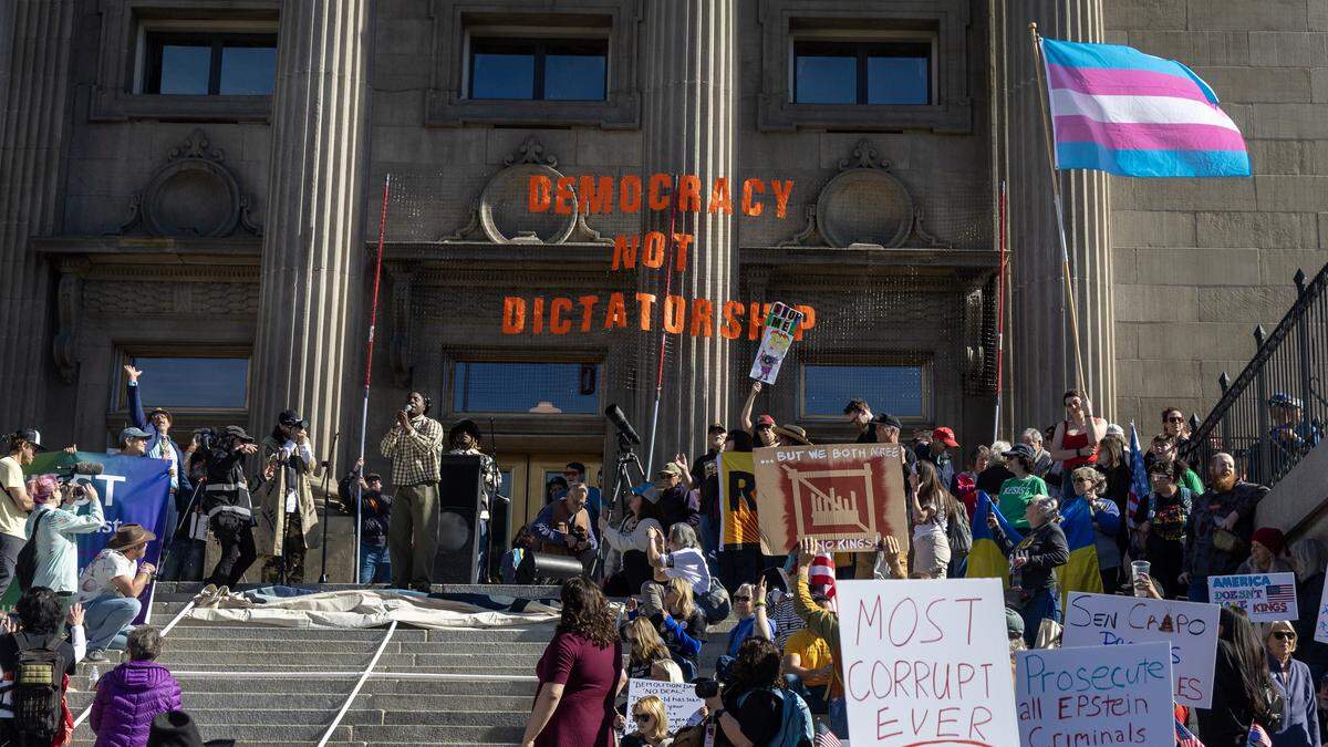 The hip-hop trio Cure For Paranoia took time away from Treefort to perform at Saturday’s No Kings rally at the Idaho Capitol.
