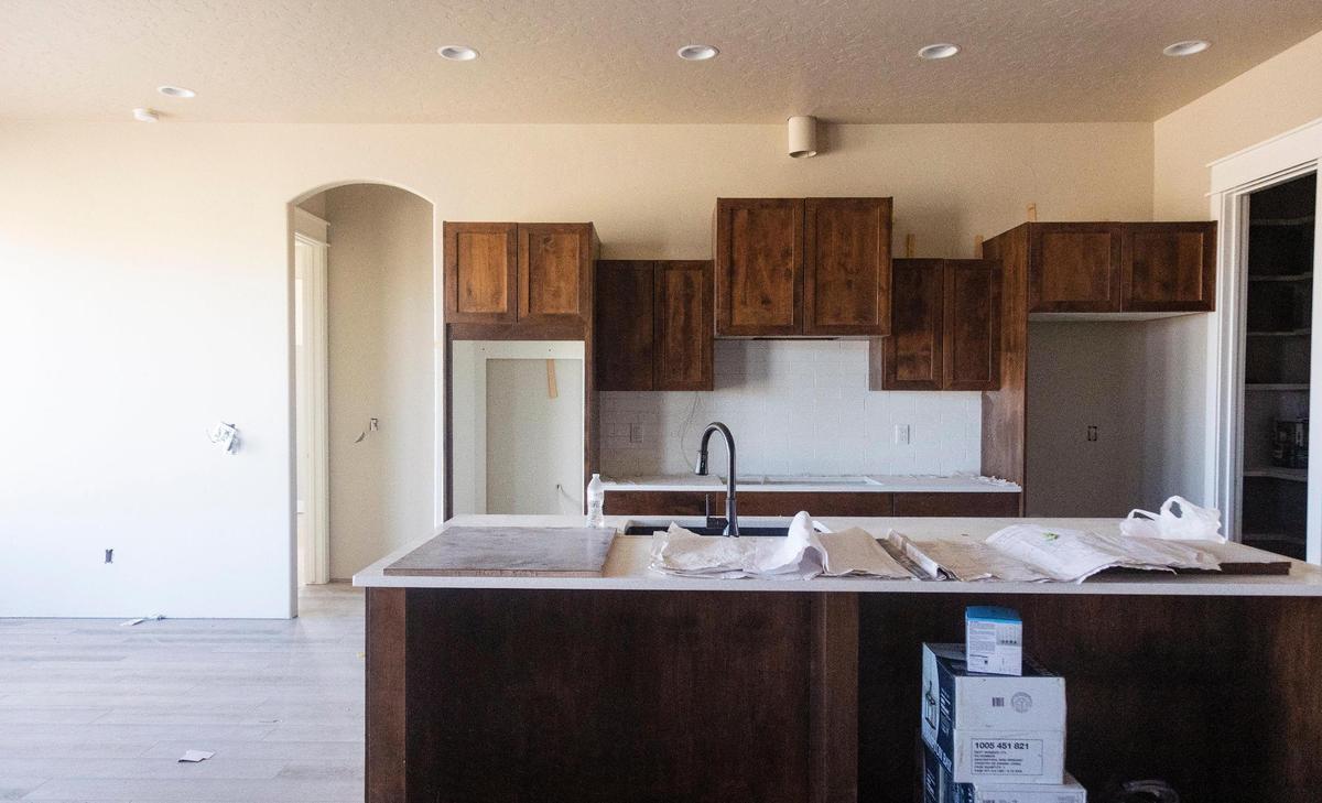 The kitchen of a Hartland subdivision house as construction proceeded on Sept. 27.