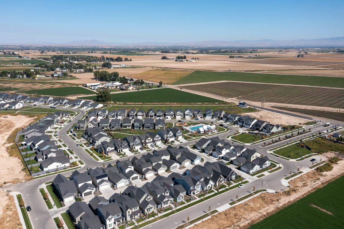 Brighton Corp.’s Arbor subdivision in Caldwell features detached single-family homes with small yards. Brighton Corp. founder David Turnbull says smaller-sized homes could become more popular.