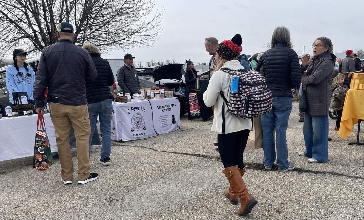 Patrons at the Boise Farmers Market on Feb. 14.