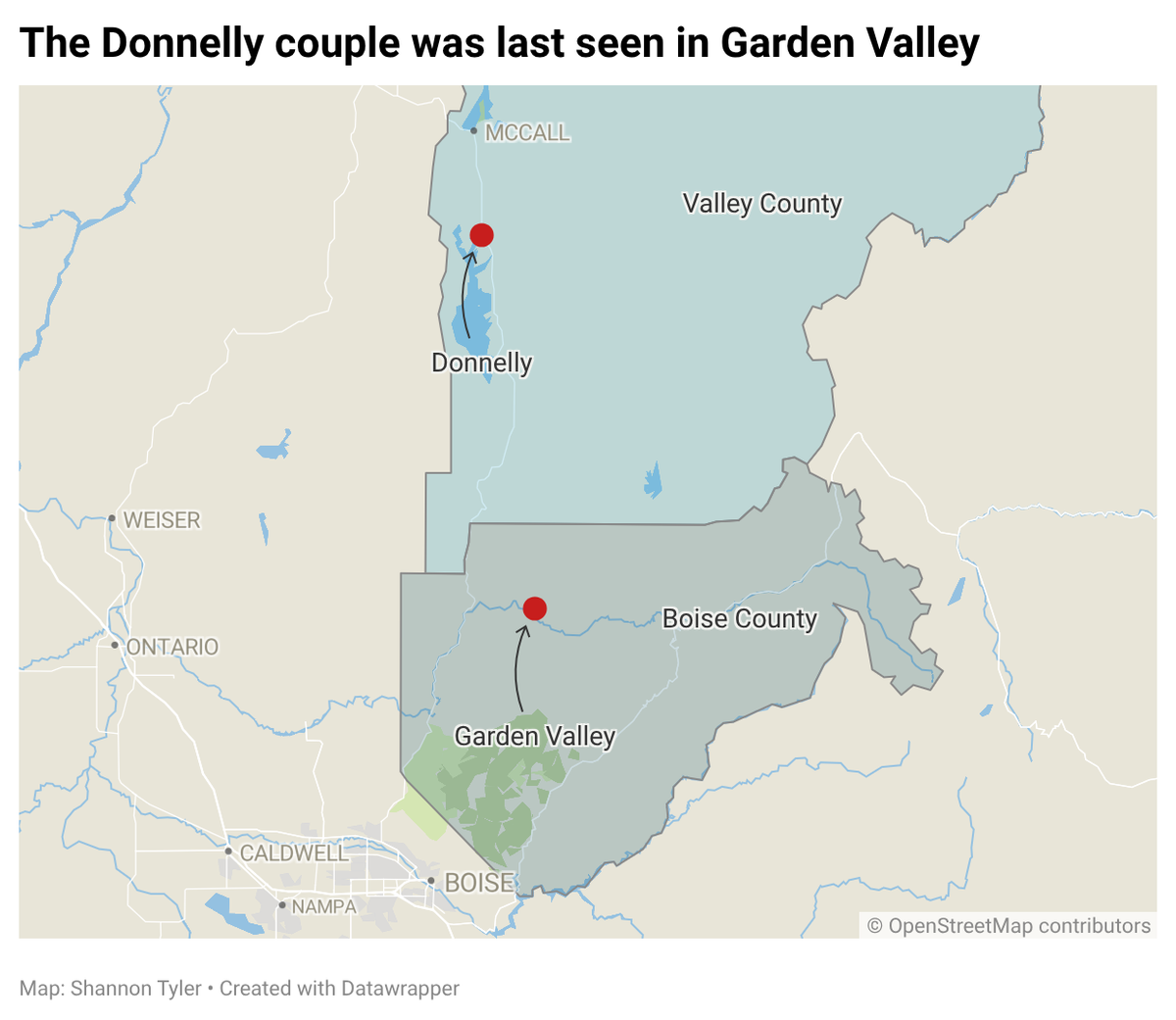 The couple, who lives in Donnelly, was last seen in Garden Valley.