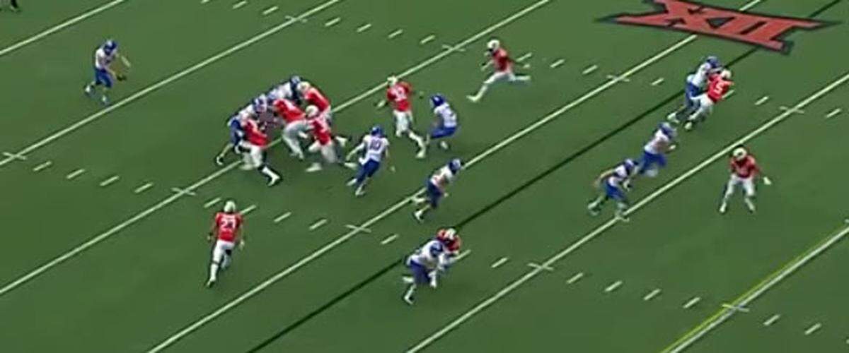 Oklahoma State brought four players up the middle again for a second blocked punt.