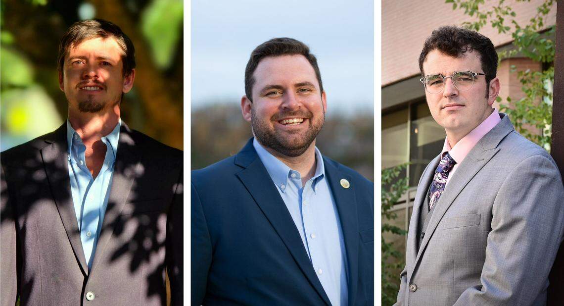 Boise City Council candidates in District 2, from left, Josh Ellstrom, incumbent Colin Nash and Derek Smith.