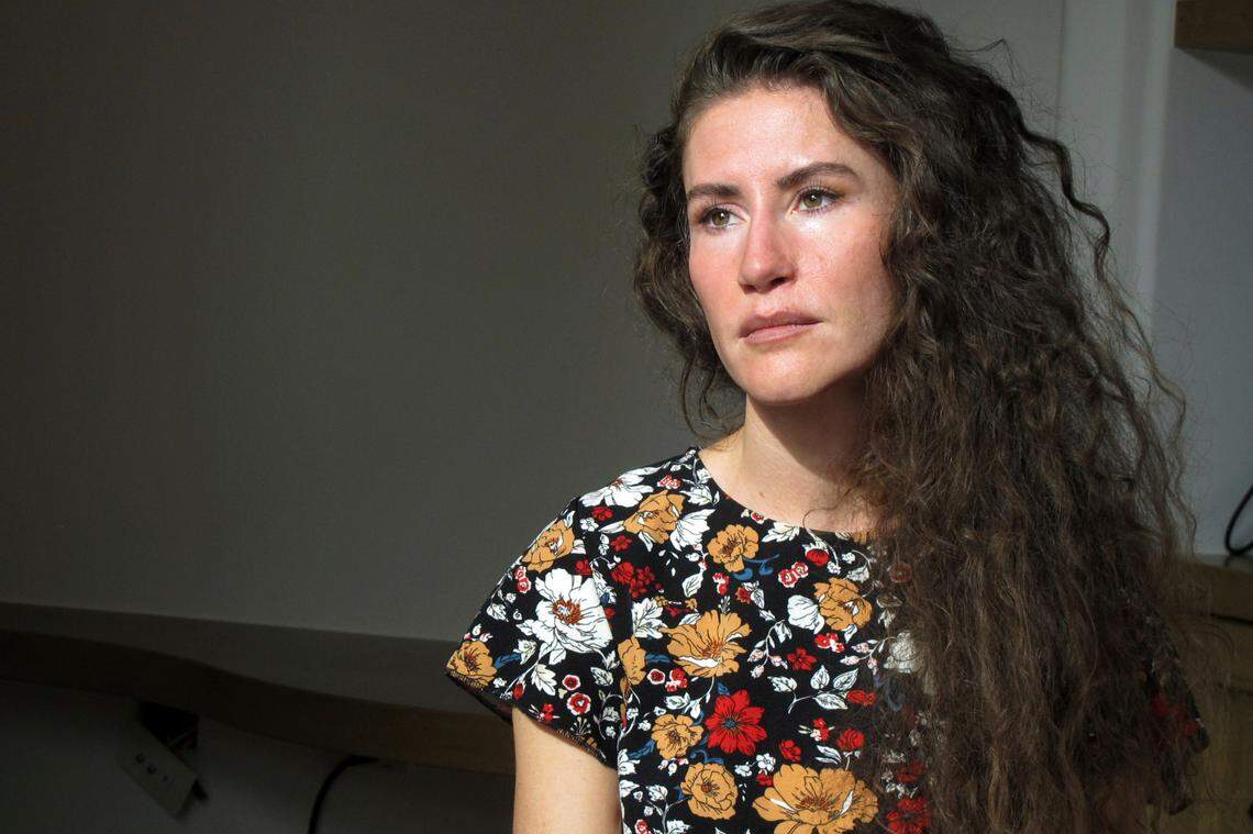 Chelsea Goodrich poses for a portrait at a friend’s house in September in Ketchum. Goodrich’s father, an Idaho dentist and former bishop in The Church of Jesus Christ of Latter-day Saints, widely known as the Mormon church, was excommunicated after sharing details about his relationship with her when she was a child during a religious confession.
