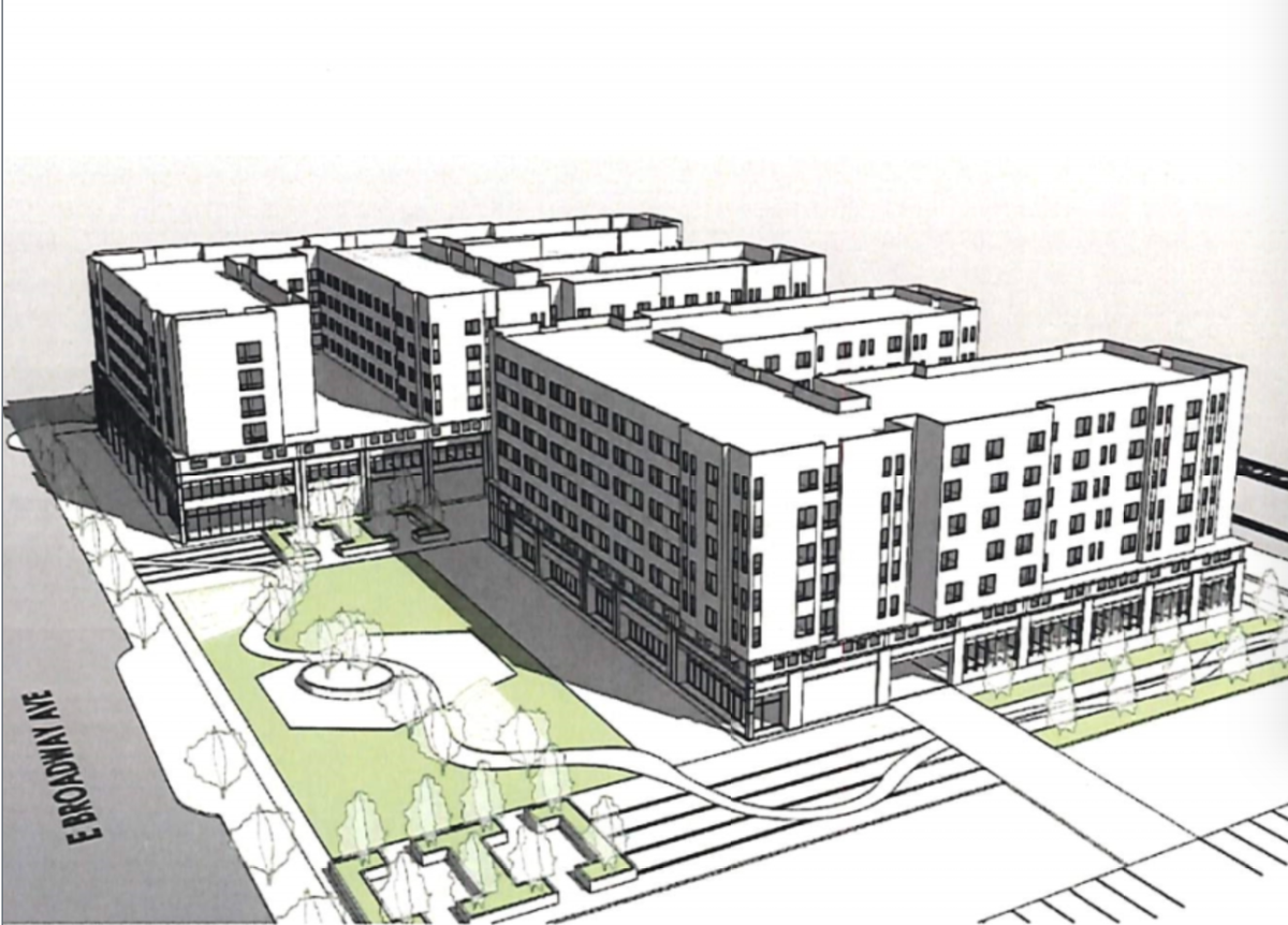 The Galena Opportunity Fund, based in Boise, wants to build this seven-story apartment complex in downtown Meridian at the corner of Main Street and Broadway Avenue, across from Meridian City Hall.