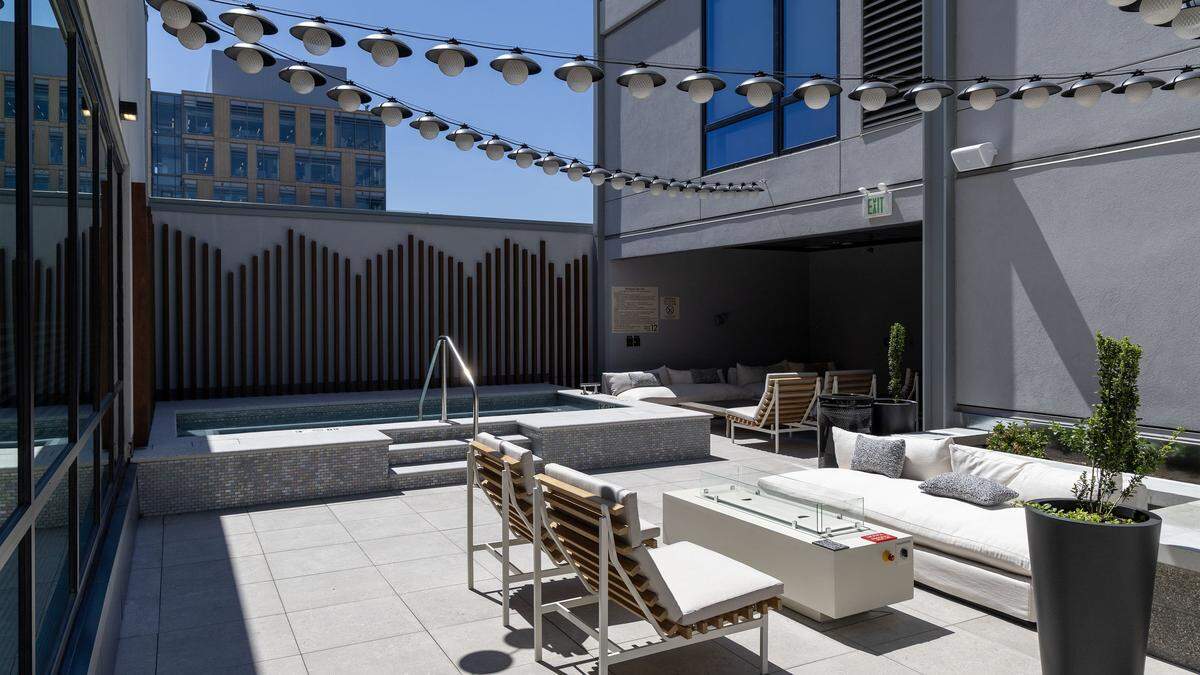 After working out in the exercise and weight room, guests can relax on the adjacent patio, or soak in the Jacuzzi. The AC/Element Hotel, a dual property, opens in downtown Boise this week. Monday, May 11, 2026.