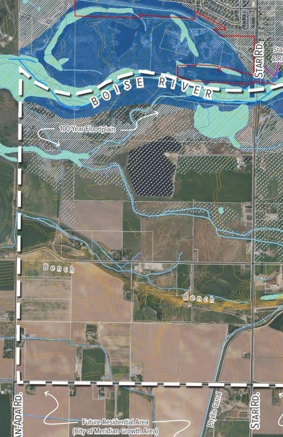 Star Mayor Trevor Chadwick hopes to turn nearly 2,000 acres into a river walk and neighborhood. The area is south of the Boise River.