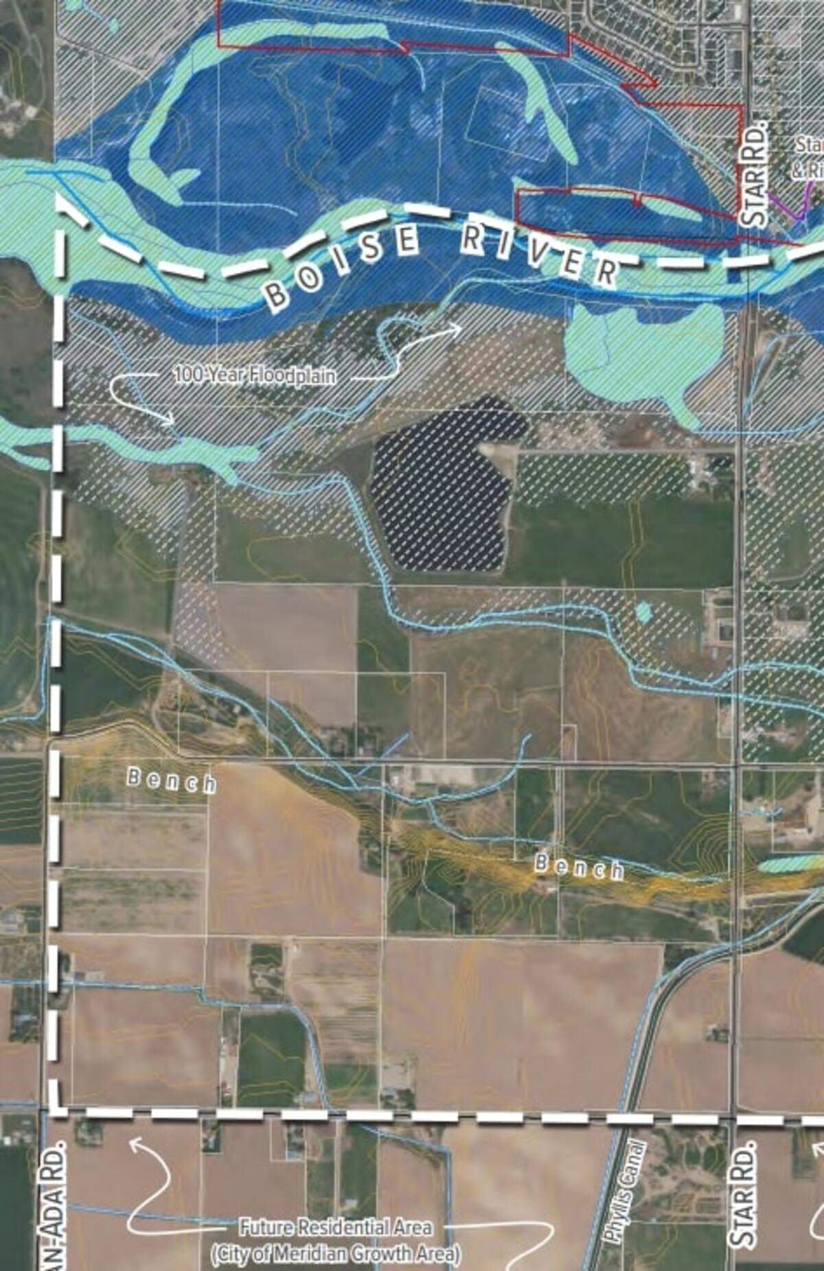 Star Mayor Trevor Chadwick hopes to turn nearly 2,000 acres into a river walk and neighborhood. The area is south of the Boise River.