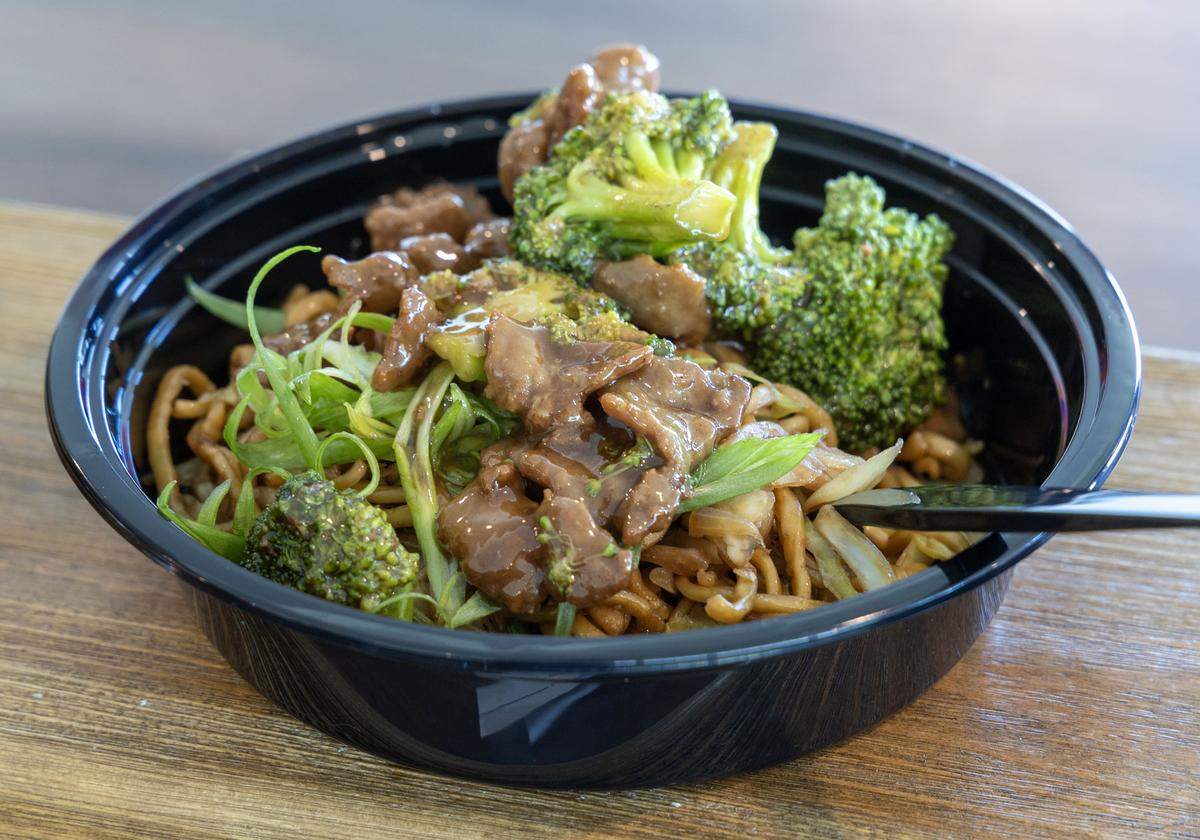 Broccoli beef on chow mein, one of 10 new food concessions on the menu at at Albertsons Stadium this coming season.