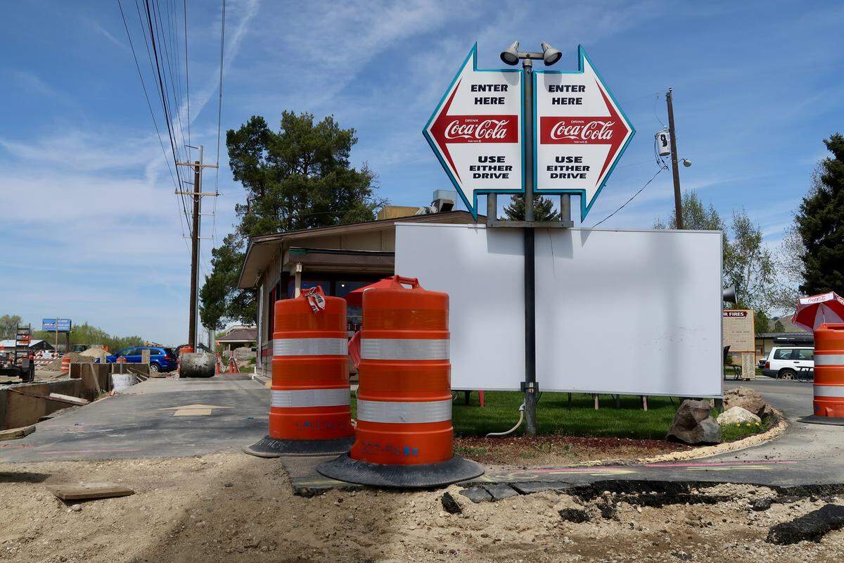 At Viking Drive-In on busy State Street, the tall neon sign with the spear-wielding Viking is gone, and the main drive-through lane for ordering burgers and fries is now a road to nowhere.
