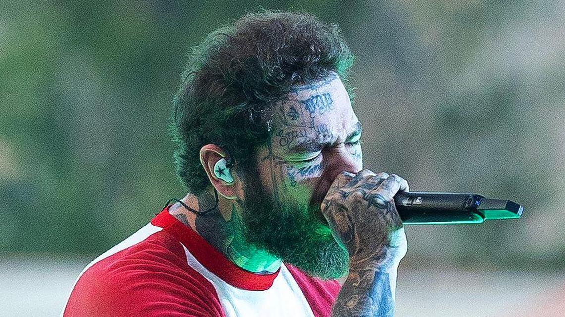 Post Malone sings early in his set, which started with “Texas Tea,” “Wow” and “Better Now.”