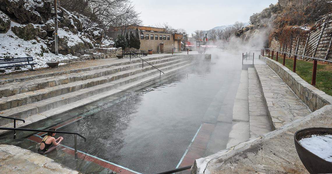 The high-temperature end of the hot pools at Lava Hot Springs.
