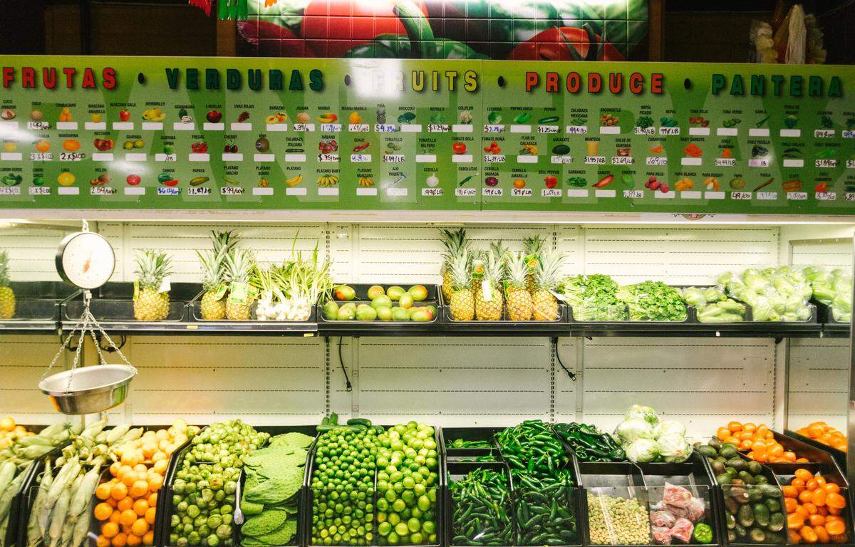Produce at Pantera Market, a locally owned group of three Hispanic stores with dining areas in Caldwell and Nampa.