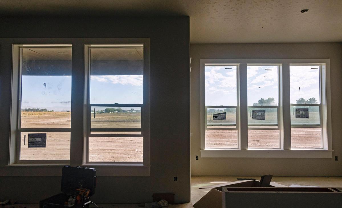 The adjoining land visible through the windows was once farmland.