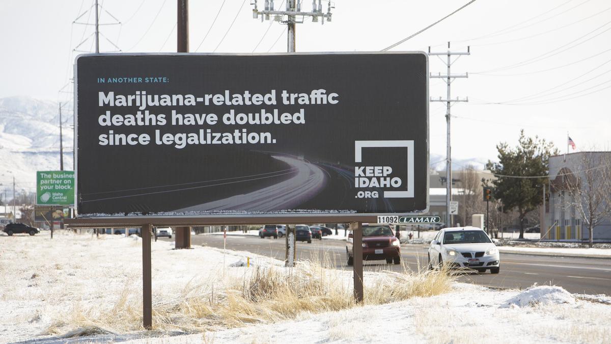 An anti-marijuana billboard on Franklin Street near Bishop Kelly High School.