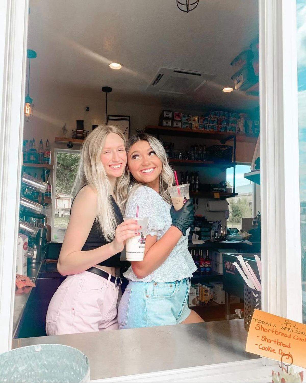 Lillian Brennan (left) worked with Kaylee Goncalves (right) as a barista during the summer of 2020 at Jitterz Espresso in North Idaho.