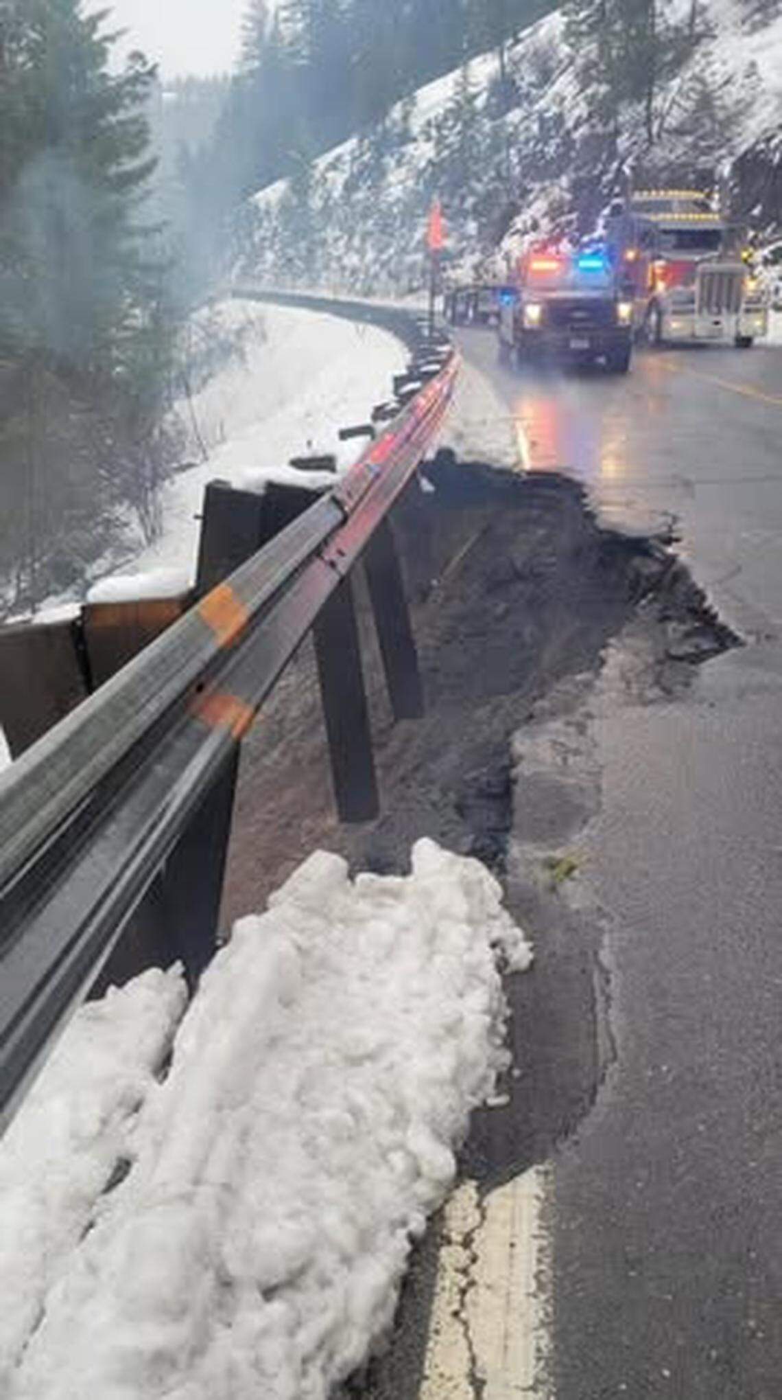 A landslide has affected traffic between New Meadows and Council.
