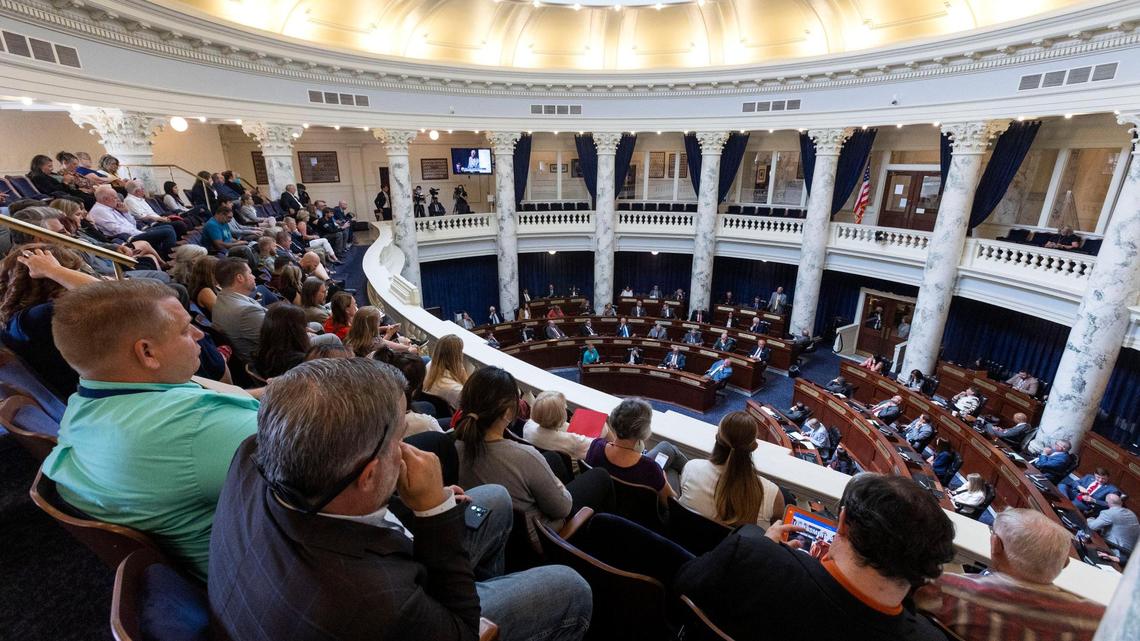 The Idaho House of Representatives chamber gallery was nearly full of onlookers as lawmakers debate House Bill 1 in this 2022 file photo.