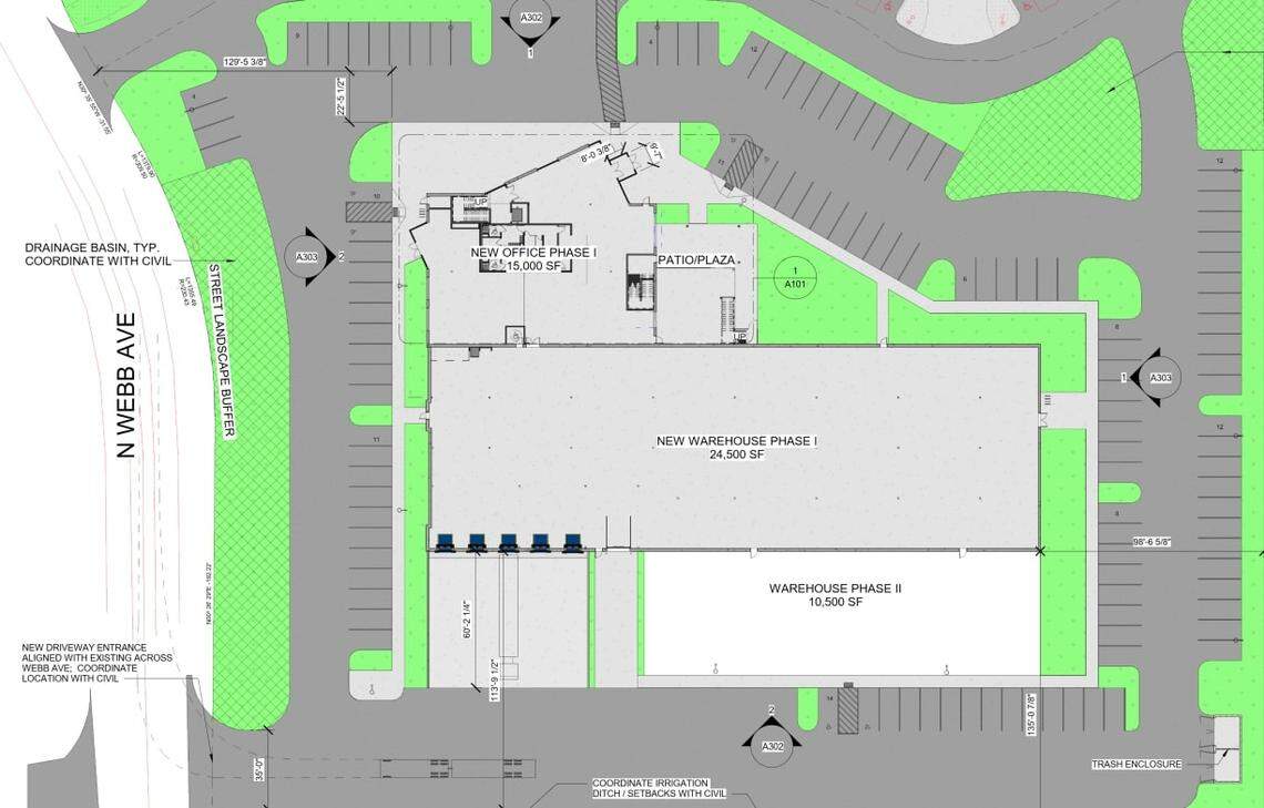 The Pine 43 subdivision eventually would have 196 single family homes and 159 town houses, as well as some commercial buildings, including the warehouse and office building indicated here.