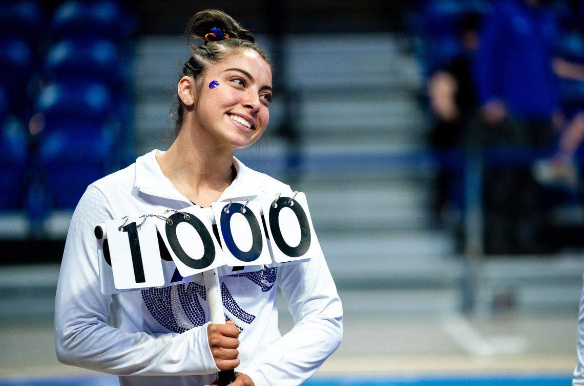Boise State gymnast Emily Lopez scored a 10.0 on bars against BYU on Feb. 17, becoming the fifth Bronco in program history to earn a perfect score in an event.