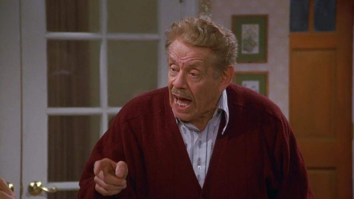 Frank Costanza (Jerry Stiller) airs his grievances during Festivus on an episode of the hit TV series “Seinfeld.”