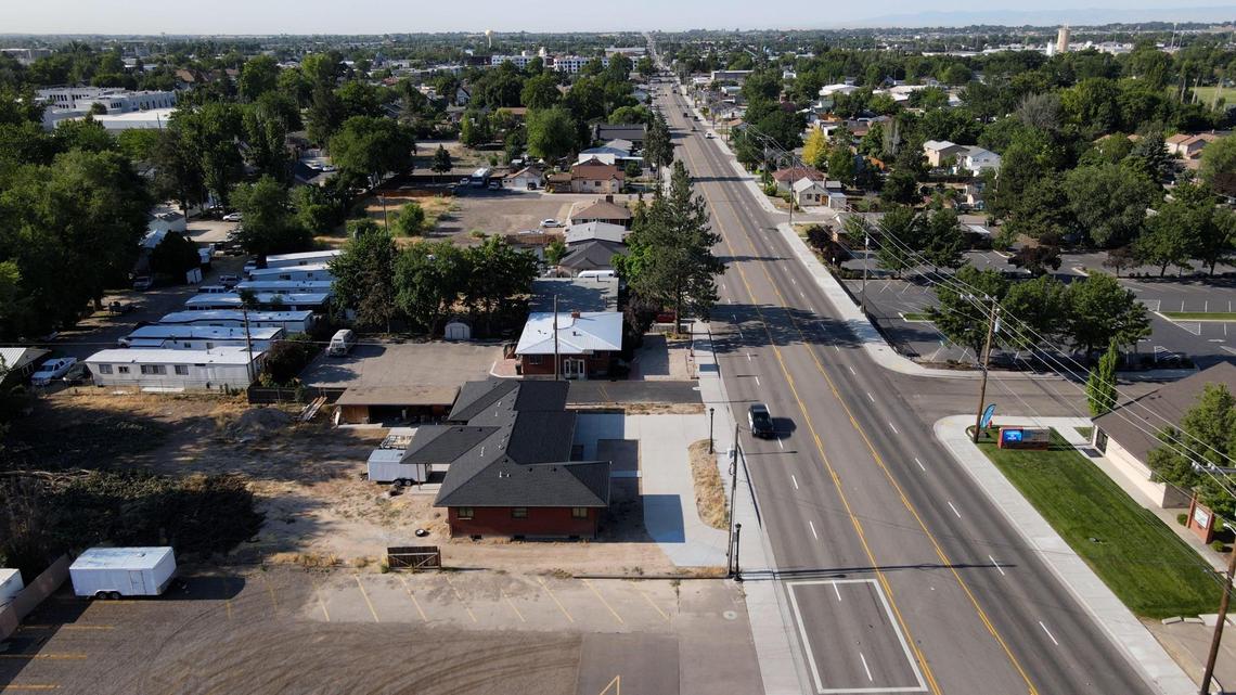 Looking south on Meridian Road from East Fairview Avenue/Cherry Lane. This area is part of the proposed Northern Gateway District.