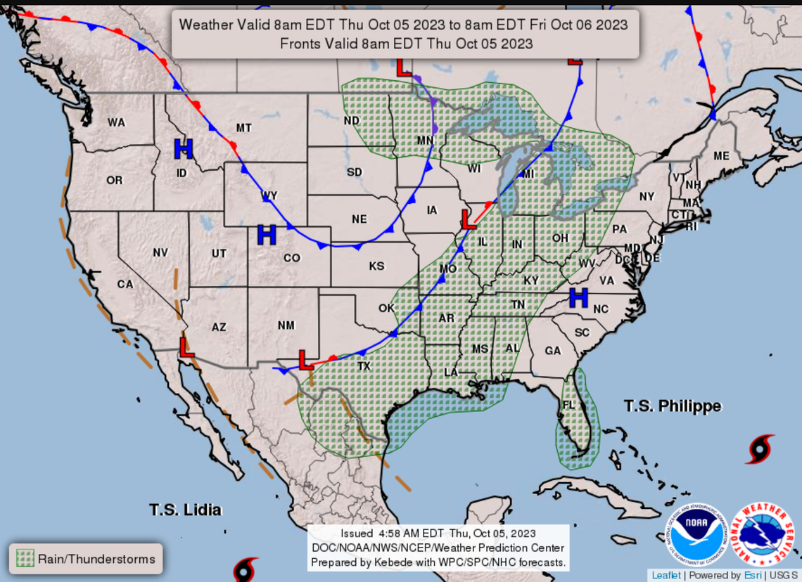 The high-pressure system over Idaho can be seen as the blue H. It’s keeping the cold front to the east at bay, allowing warm air to move into the area.