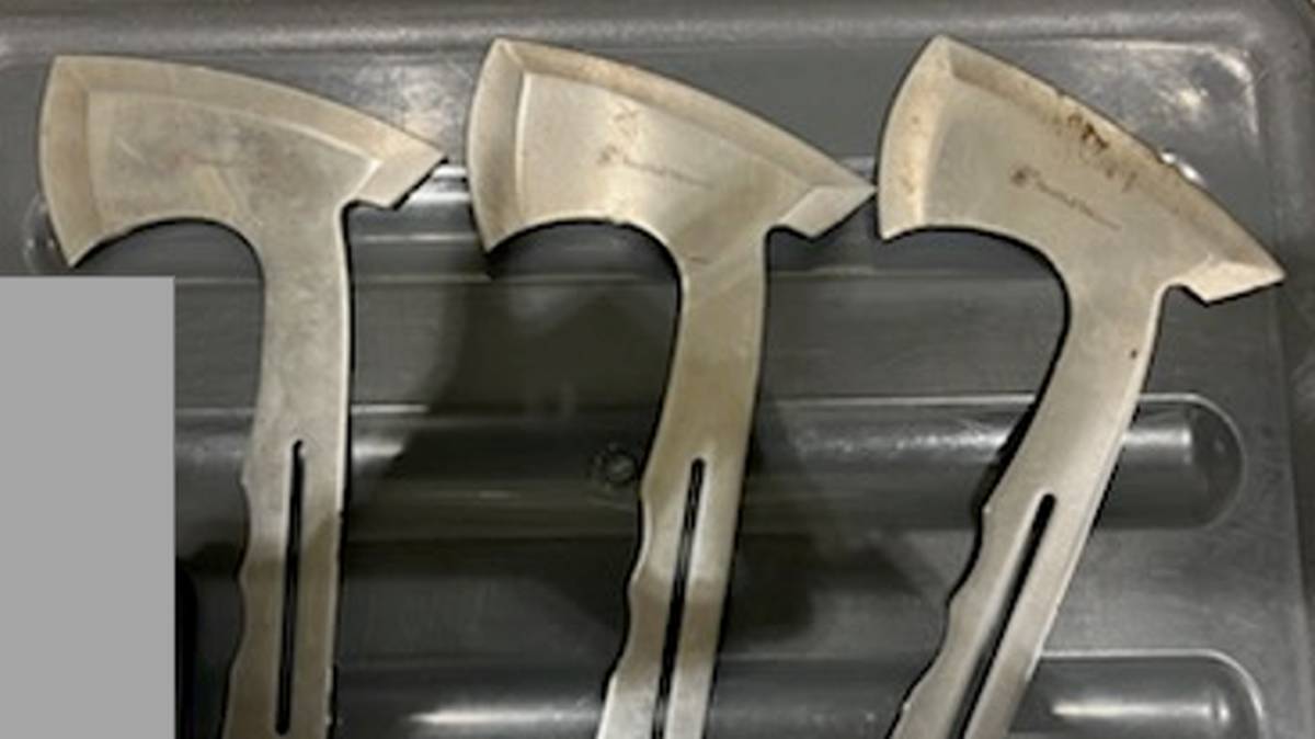 Three axes were discovered in a passenger’s carry-on luggage at the Boise Airport early Monday morning.