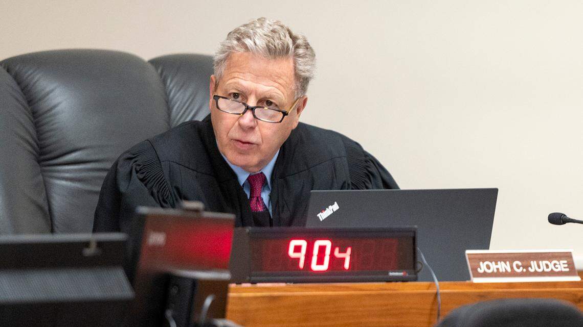 Latah County Judge John C. Judge presides over an arraignment hearing for Bryan Kohberger, who is accused of killing four University of Idaho students in November 2022.