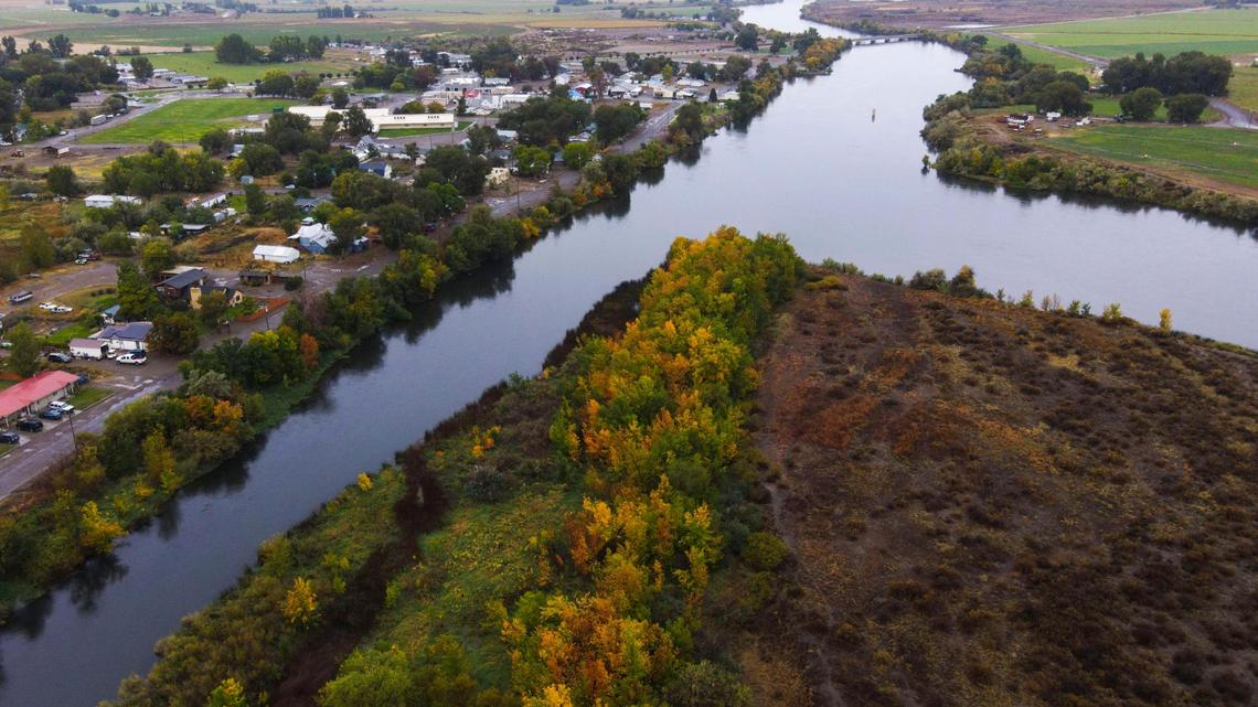 The Snake River winds through Southern Idaho with Grand View along its south bank in this 2023 file photo.
