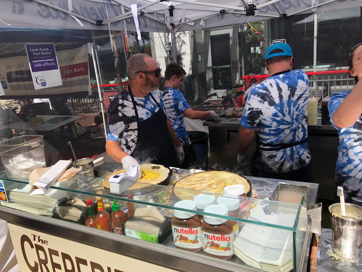 What you get at The Creperie Mobile is the perfect Saturday market food – not something you would order every day, but watching and enjoying the creation is so much fun.