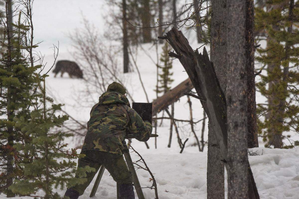 A production still from artist Matthew Barney’s film, “Redoubt.” Based on the mythology of the Greek hunting goddess, Diana, “Redoubt” was filmed in Idaho’s Sawtooth mountains.
